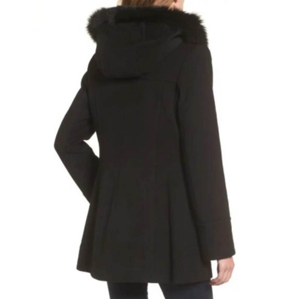 SACHI Lambs Wool REAL FINNISH FOX FUR Trimmed Collar Formal Winter Coat 1X